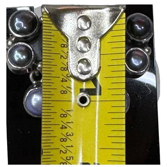 Amy Kahn Sterling Silver Earrings Cluster Labradorite Purple Pearls Drop Dangle - Picture 3 of 7